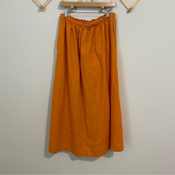 Abercrombie & Fitch Orange Linen Blend Midi Skirt size Large - Picture 7 of 8